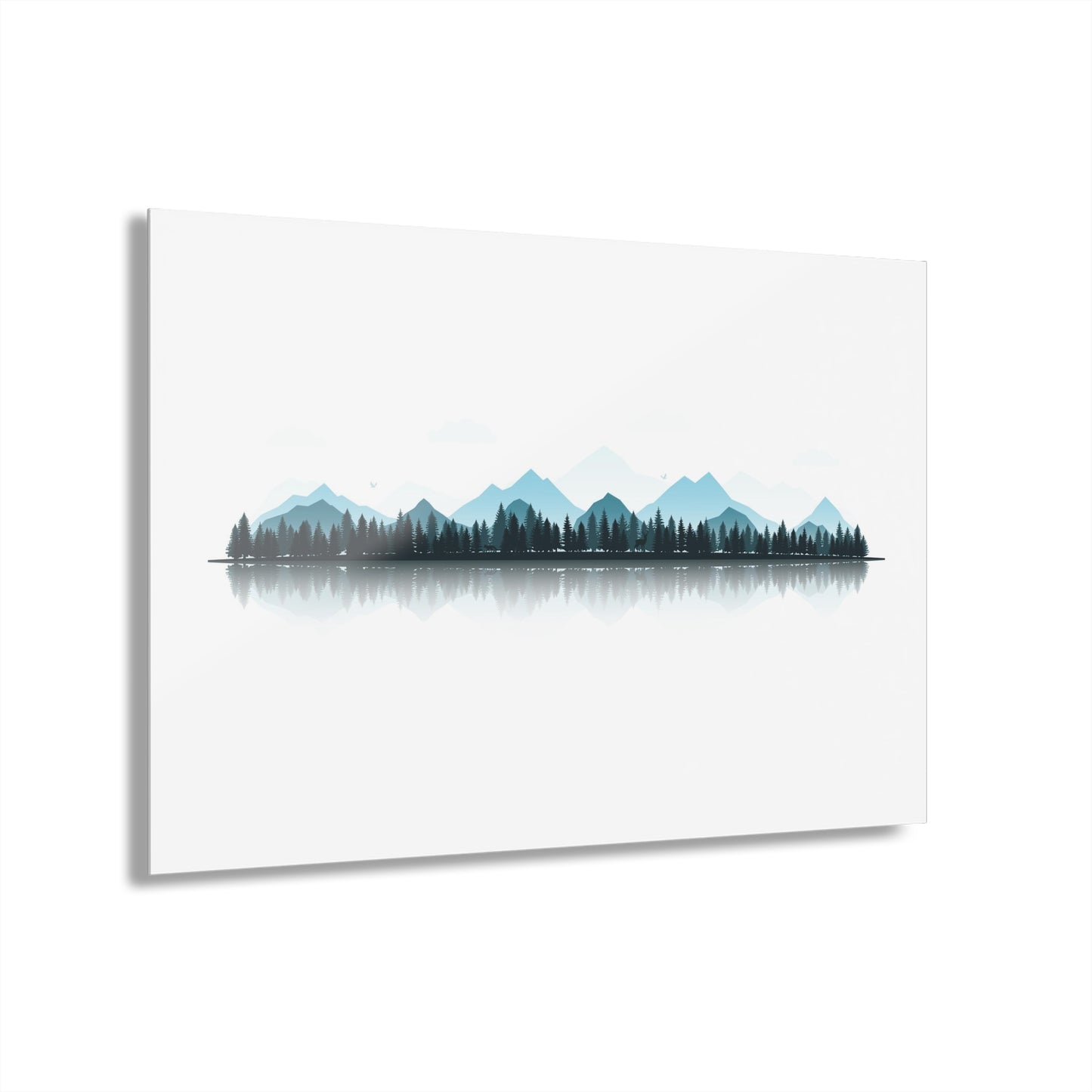 Minimal Mountain Landscape Acrylic Print - Calm Nature Wall Art, Modern Forest Home Decor