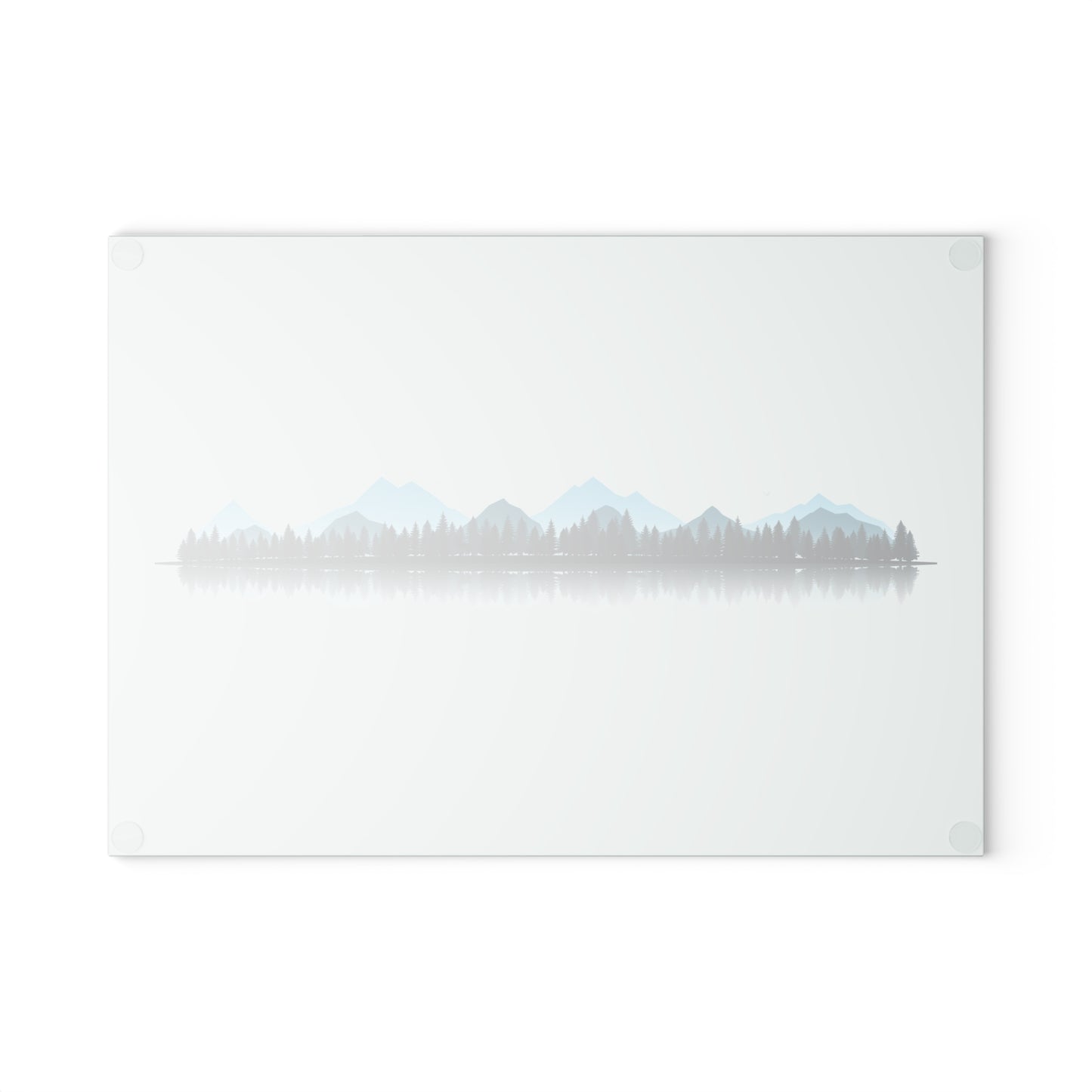 Minimal Mountain Landscape Glass Cutting Board - Calm Nature Kitchen Board, Modern Forest Kitchen Decor