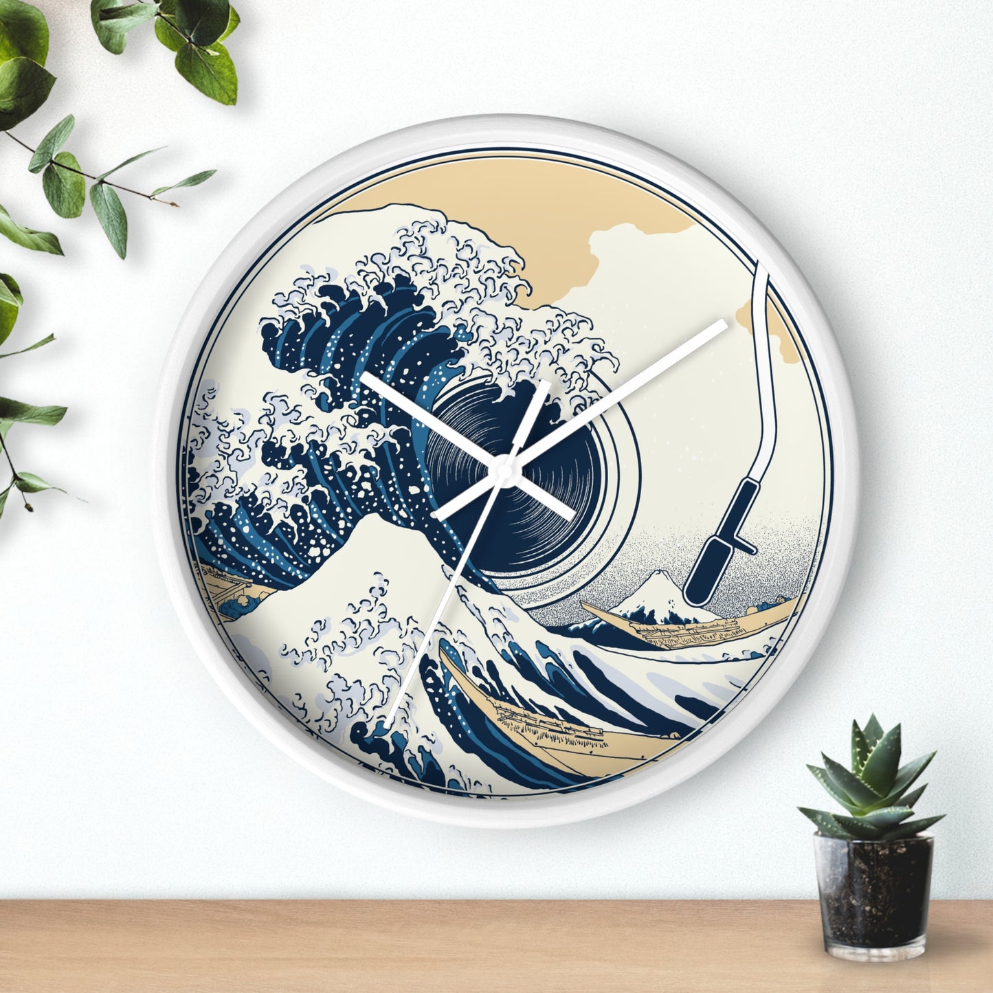 Ocean Wave Vinyl Wall Clock - Cozy Art Home Decor with Sound & Sea Illustration