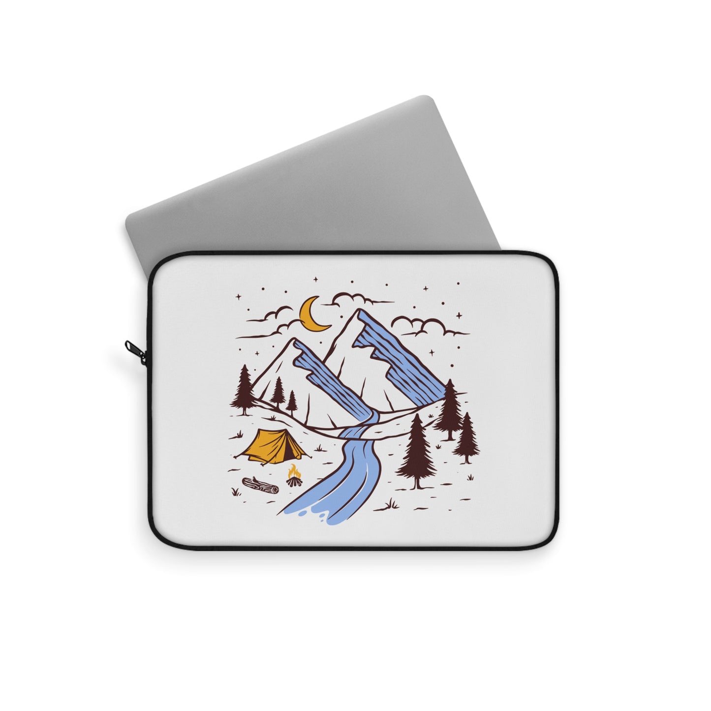 Mountain Camp Laptop Sleeve - Nature Illustration Protective Case for Travelers & Outdoor Lovers