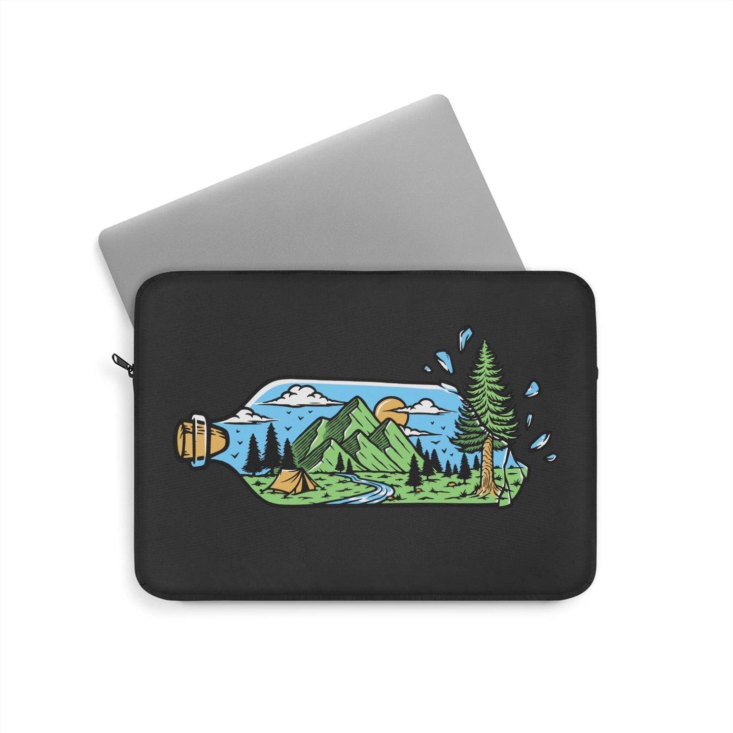 Adventure in a Bottle Laptop Sleeve - Nature Illustration Protective Case for Travelers & Outdoor Souls