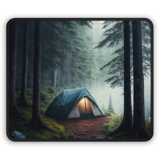 Misty Forest Camping Mouse Pad - Cozy Nature Desk Decor with Calm Outdoor Atmosphere