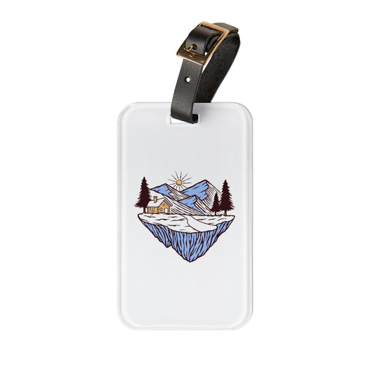 Mountain Cabin Luggage Tag - Cozy Alpine Retreat Illustration Travel Bag Tag