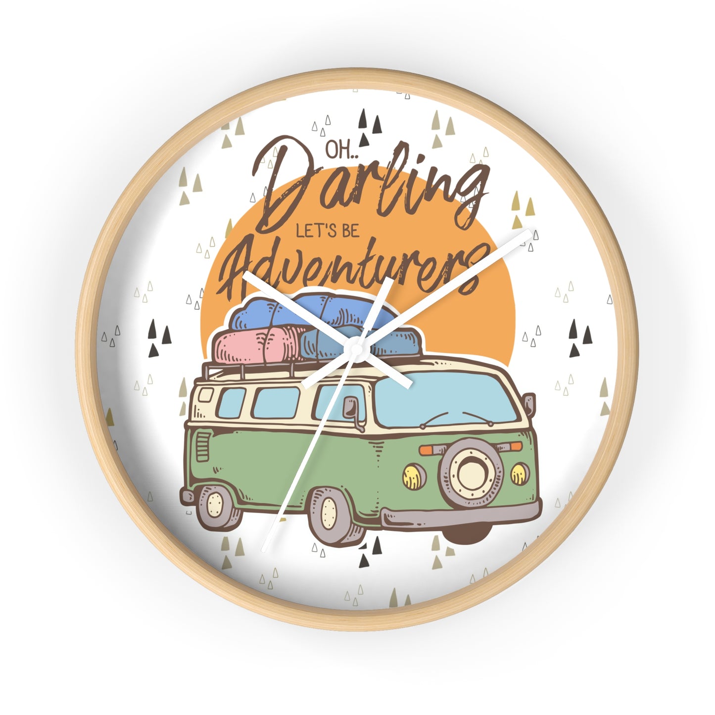Van Life Wall Clock - Cozy Adventure Home Decor with Retro Travel Illustration
