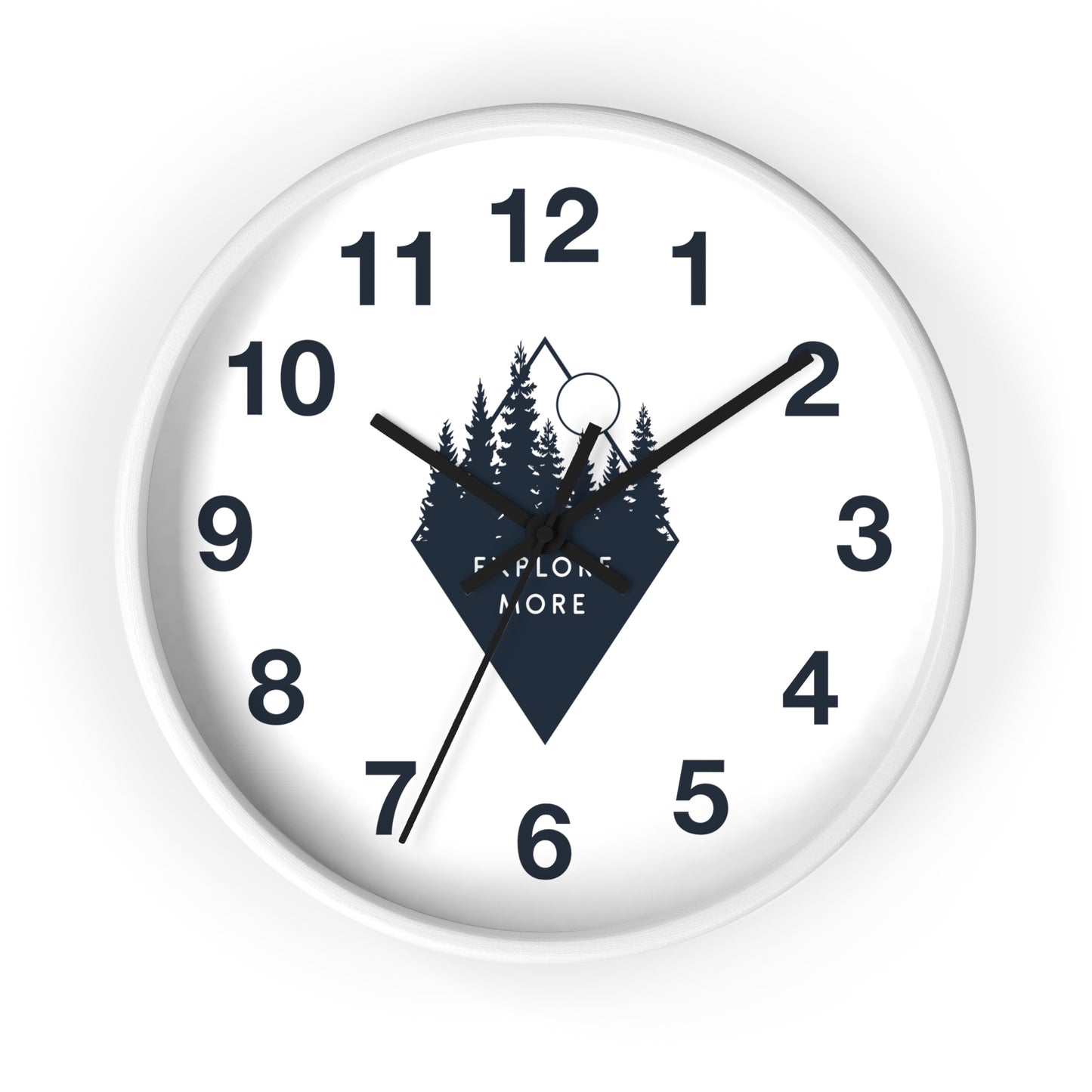 Explore More Wall Clock - Minimal Forest & Mountain Design, Adventure Quote Clock
