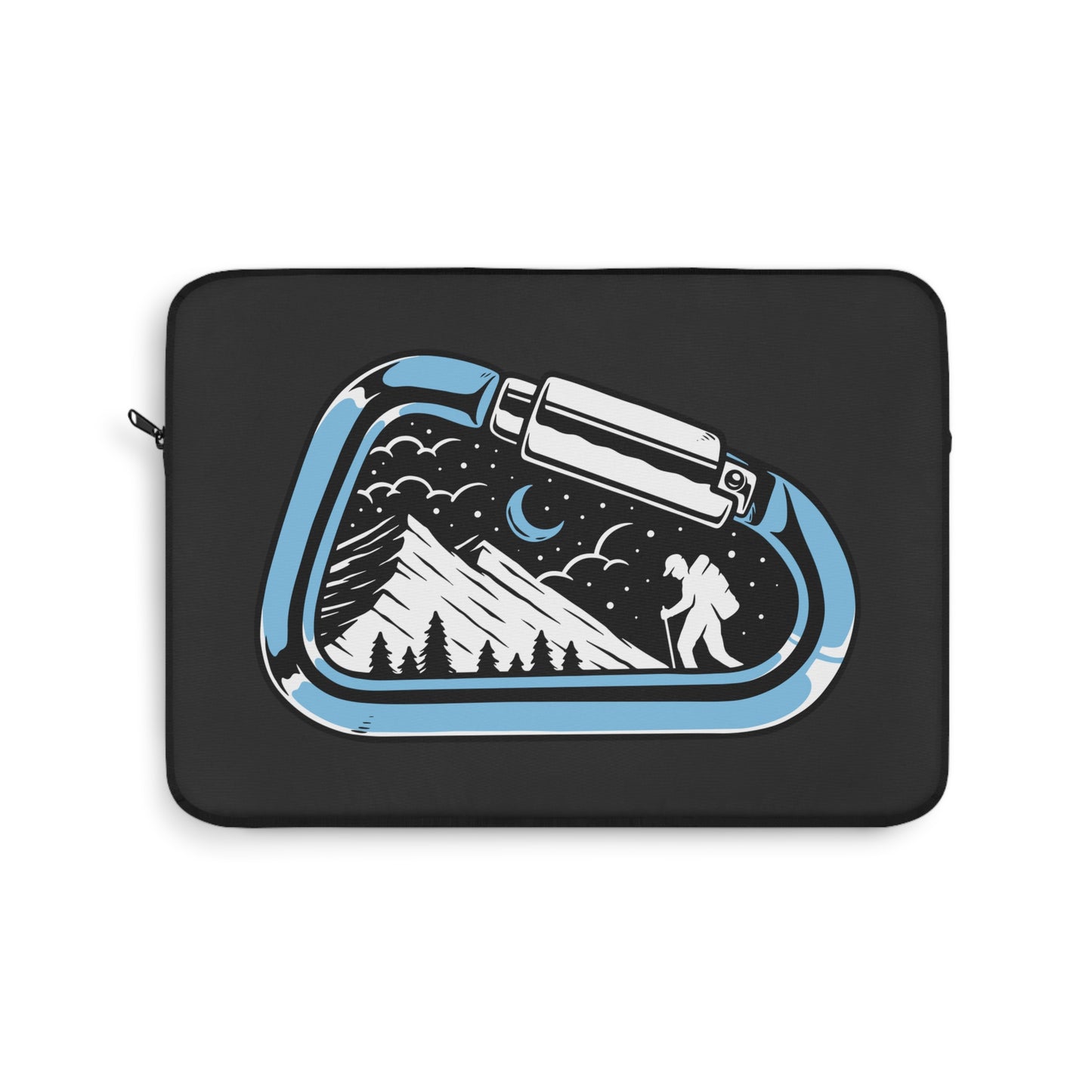 Hiking Adventure Laptop Sleeve - Carabiner Mountain Design Protective Case for Hikers, Backpackers & Outdoor Travelers