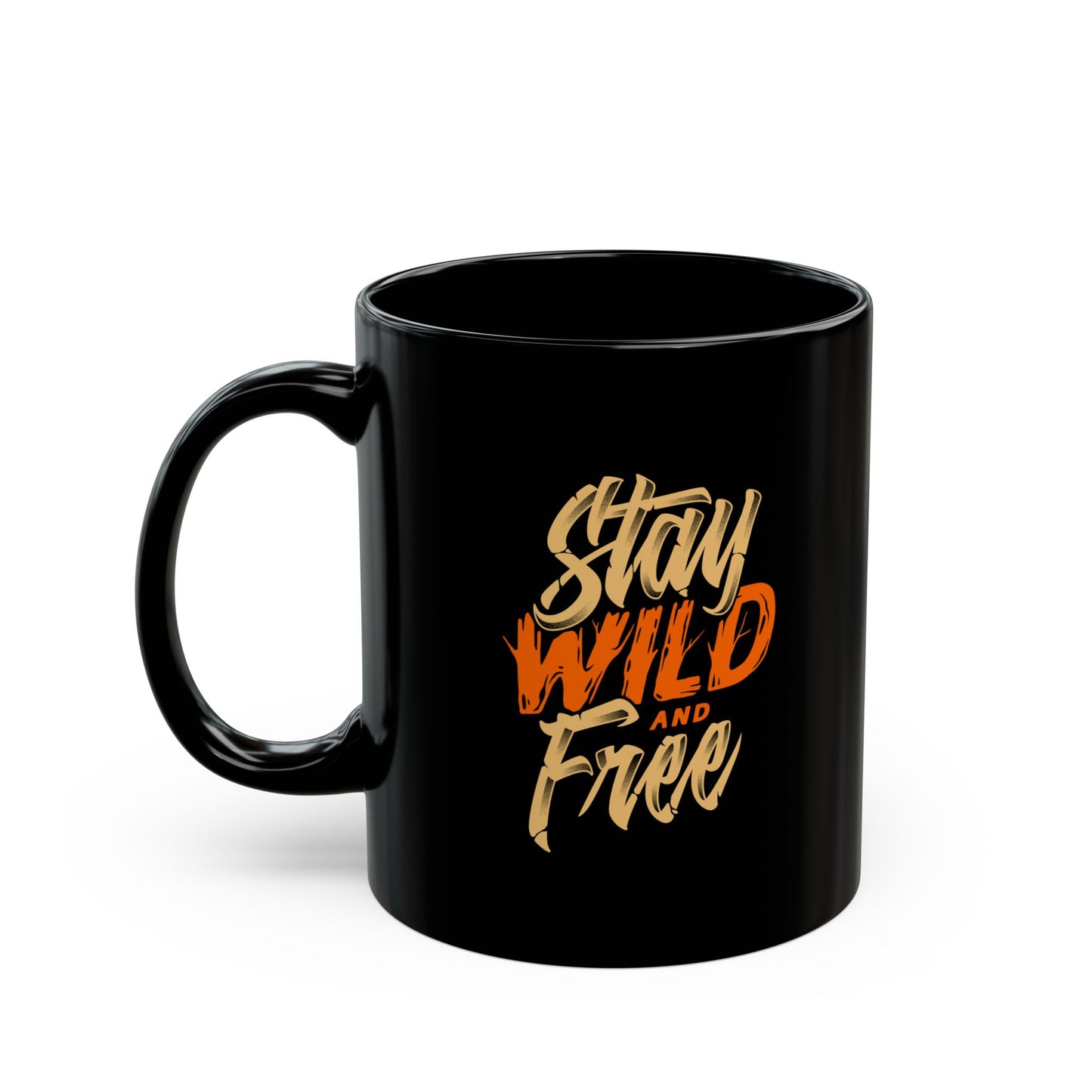 Stay Wild and Free Black Mug - Adventure Quote Coffee Mug for Outdoor & Freedom Lovers