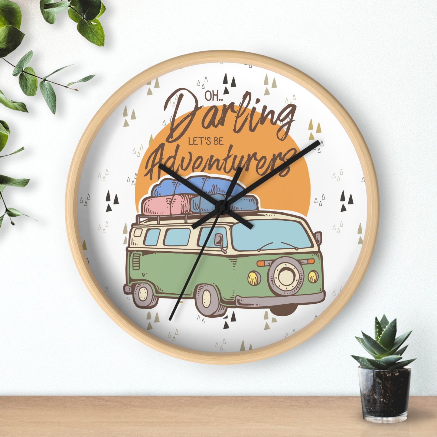 Van Life Wall Clock - Cozy Adventure Home Decor with Retro Travel Illustration
