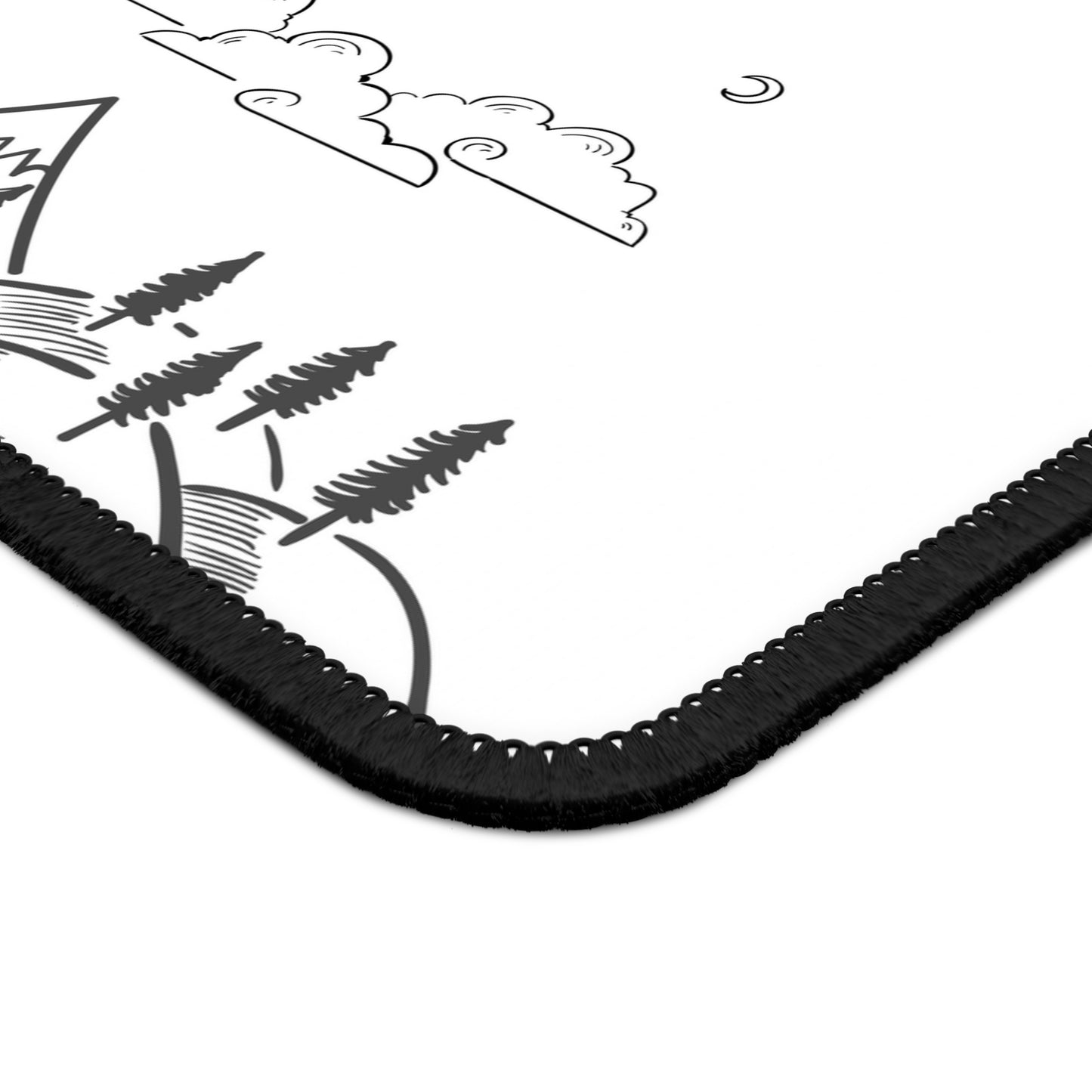 Minimal Camping Line Art Mouse Pad - Cozy Nature Desk Decor with Clean Outdoor Design