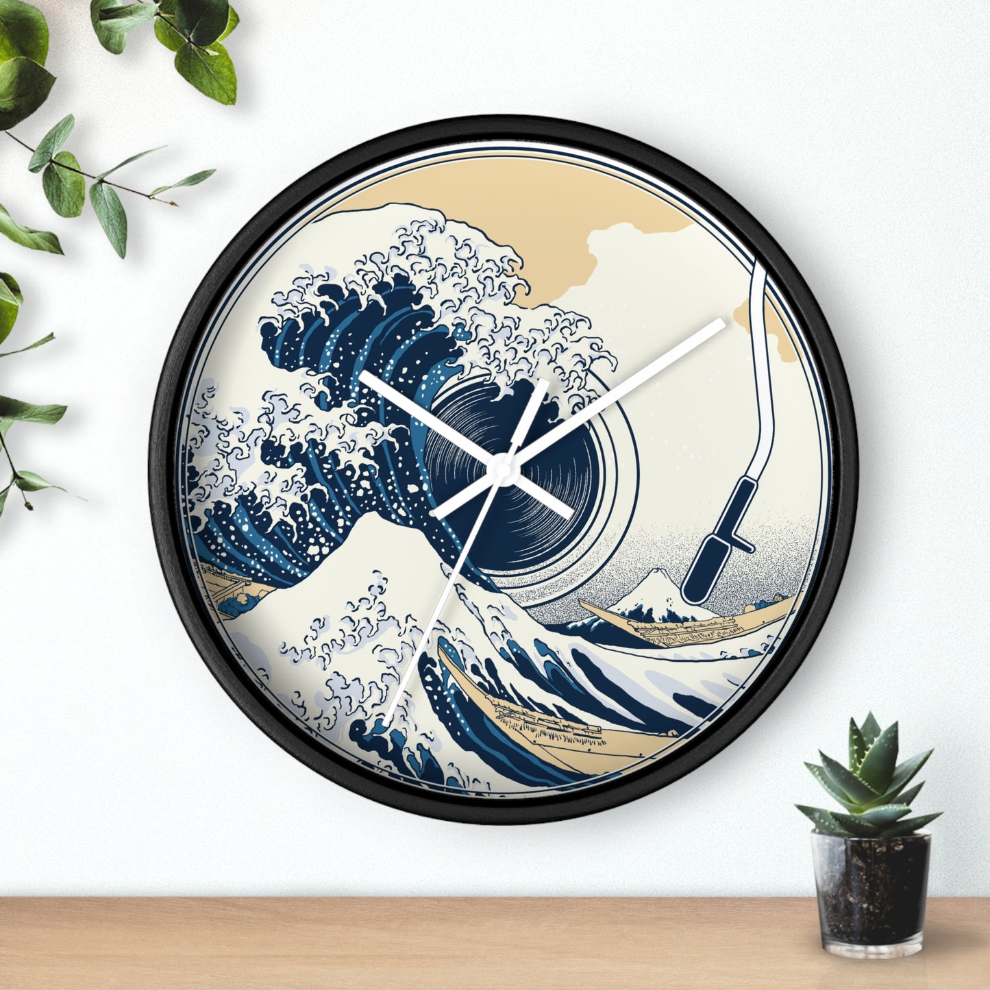 Ocean Wave Vinyl Wall Clock - Cozy Art Home Decor with Sound & Sea Illustration