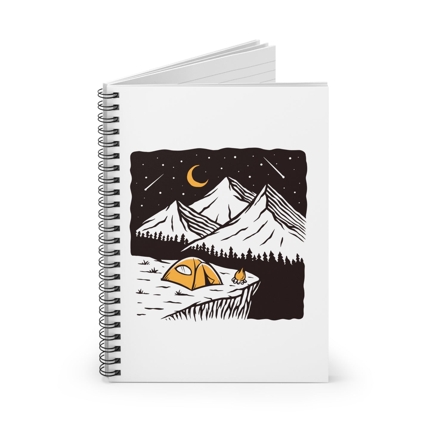 Night Camping Spiral Notebook - Mountain Campfire Adventure Journal for Nature Lovers