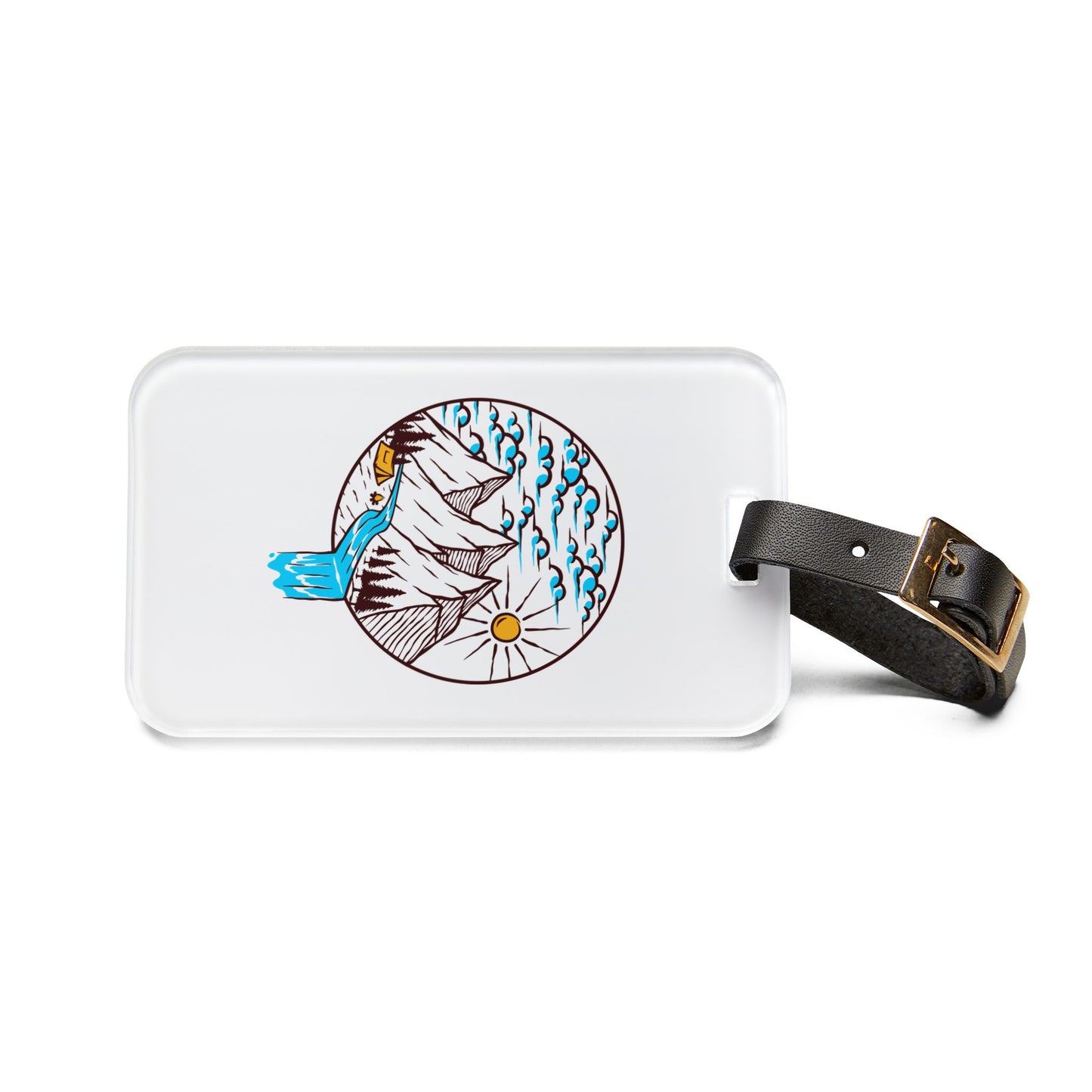 Mountain River Luggage Tag - Nature Landscape Travel Tag for Hiking, Camping & Adventure Trips