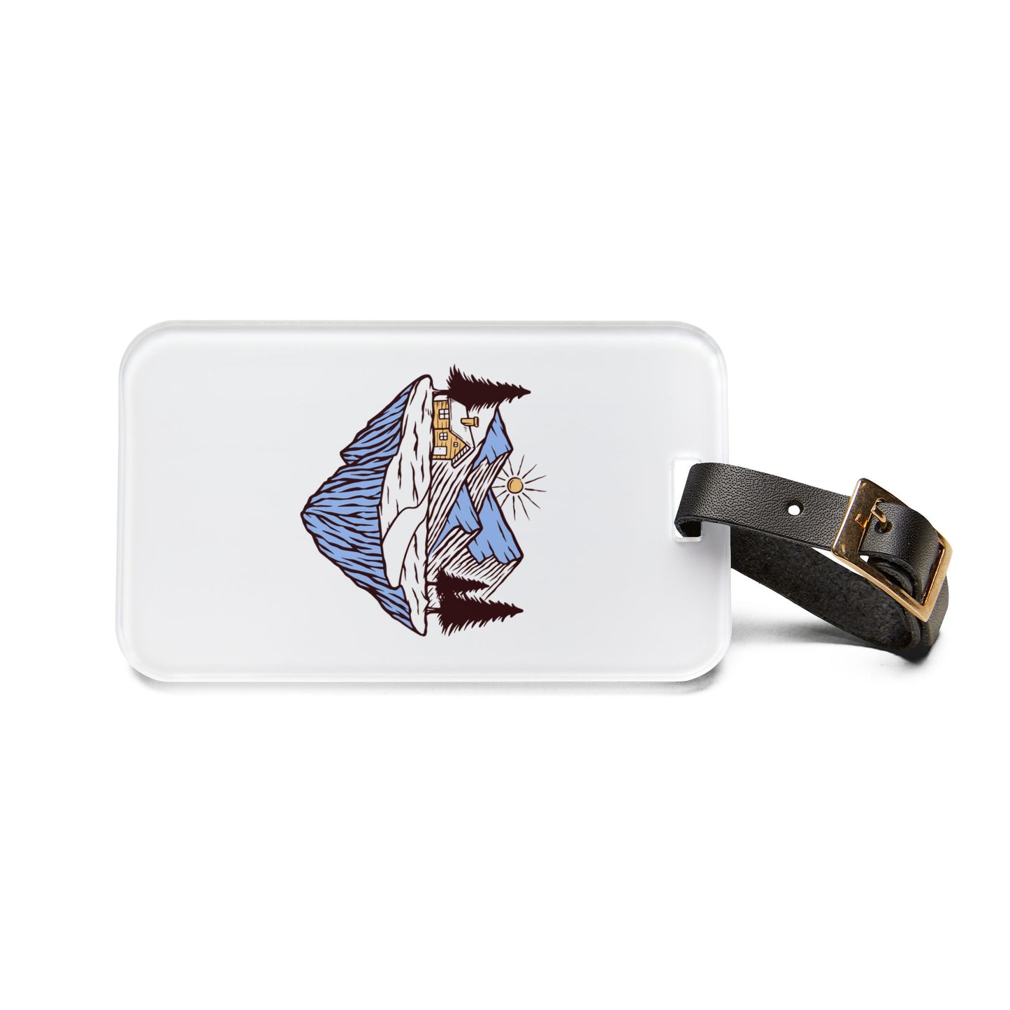 Mountain Cabin Luggage Tag - Cozy Alpine Retreat Illustration Travel Bag Tag