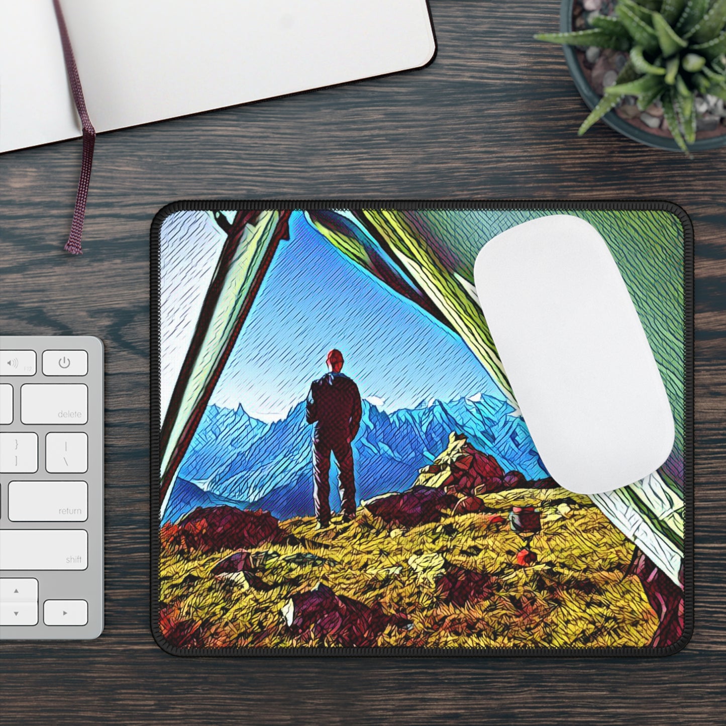 Mountain View Camping Mouse Pad - Cozy Nature Desk Decor Inspired by Quiet Outdoor Moments