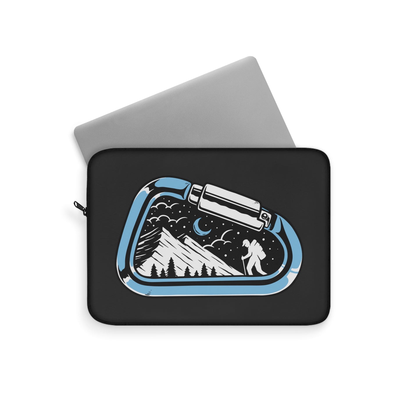 Hiking Adventure Laptop Sleeve - Carabiner Mountain Design Protective Case for Hikers, Backpackers & Outdoor Travelers