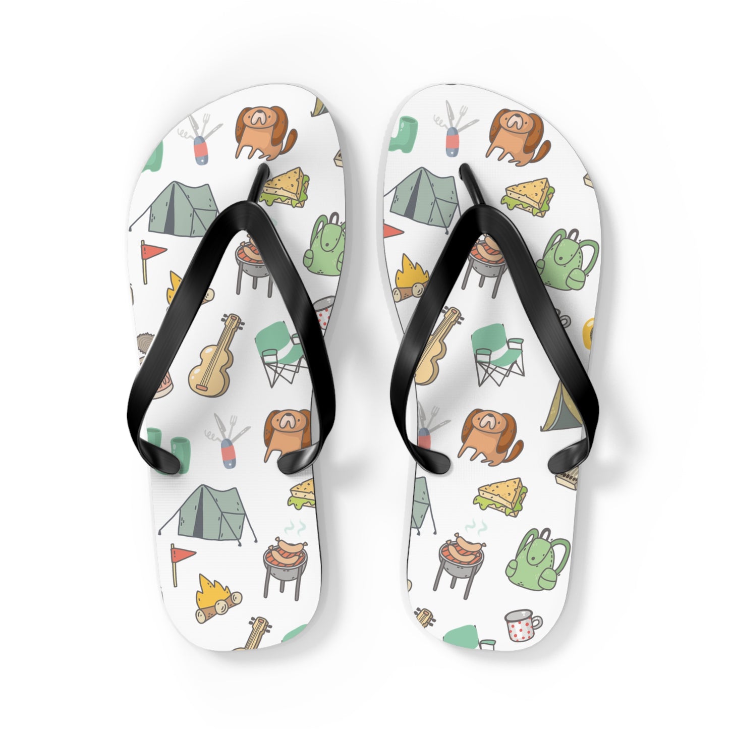 Funny Camping Flip Flops - Outdoor Adventure Sandals, Campsite Flip-Flops, Hiking Footwear, Summer Beach Shoes, Camping Gift