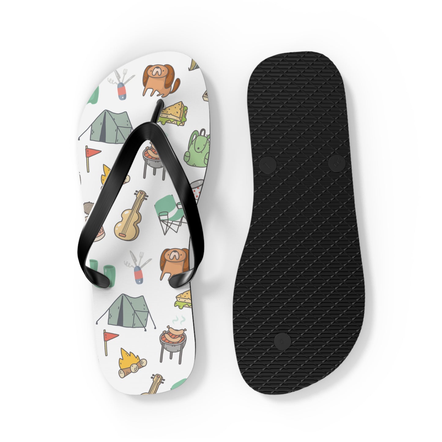 Funny Camping Flip Flops - Outdoor Adventure Sandals, Campsite Flip-Flops, Hiking Footwear, Summer Beach Shoes, Camping Gift