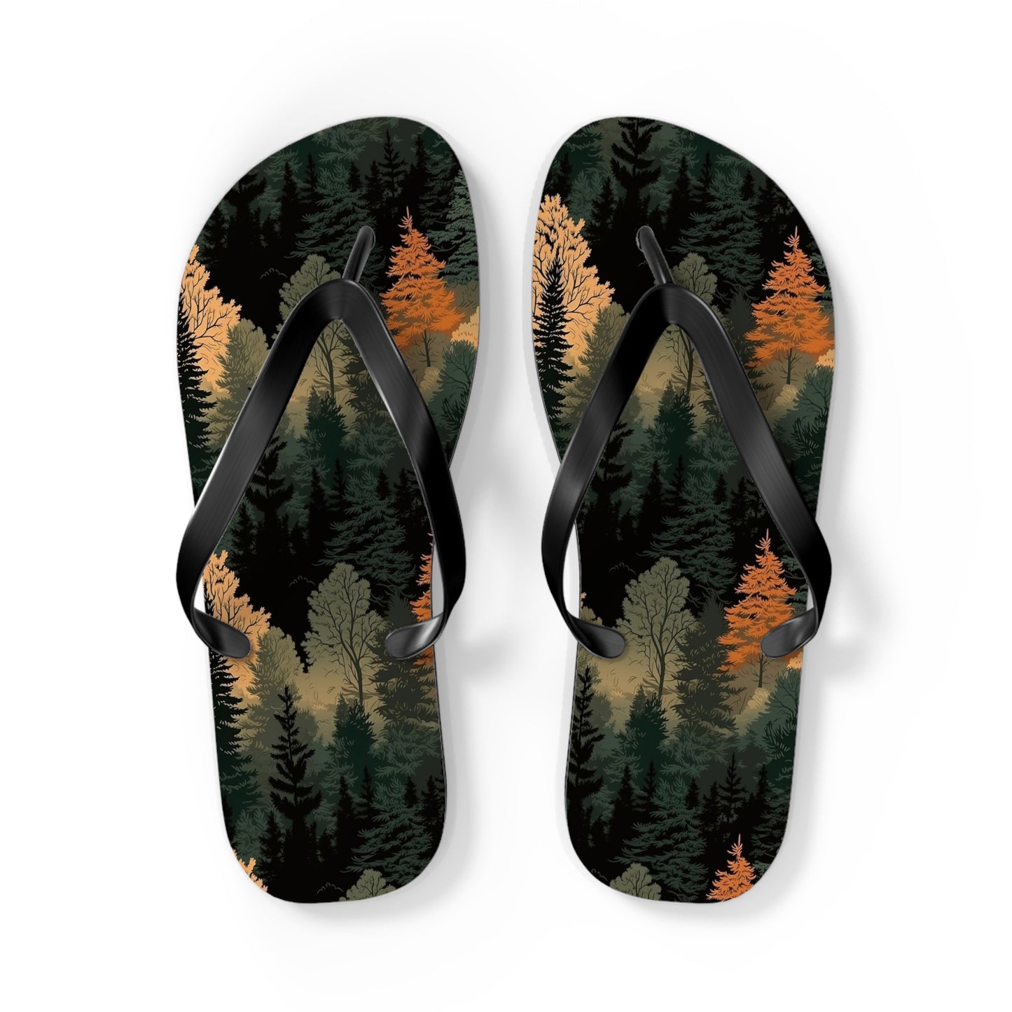 Forest Pattern Flip Flops - Nature Inspired Summer Sandals for Outdoor & Everyday Wear