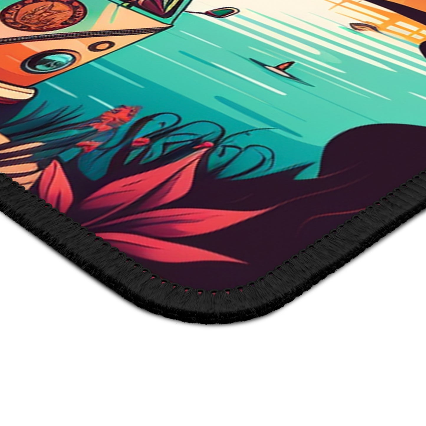 Van Life Lake Sunset Mouse Pad - Cozy Nature Desk Decor with Travel and Freedom Feel