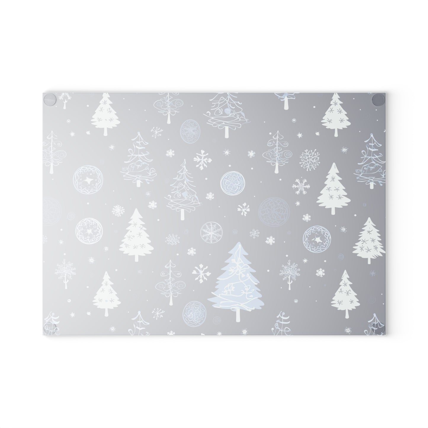 Winter Forest Pattern Glass Cutting Board - Cozy Holiday Kitchen Board, Snowy Tree Design
