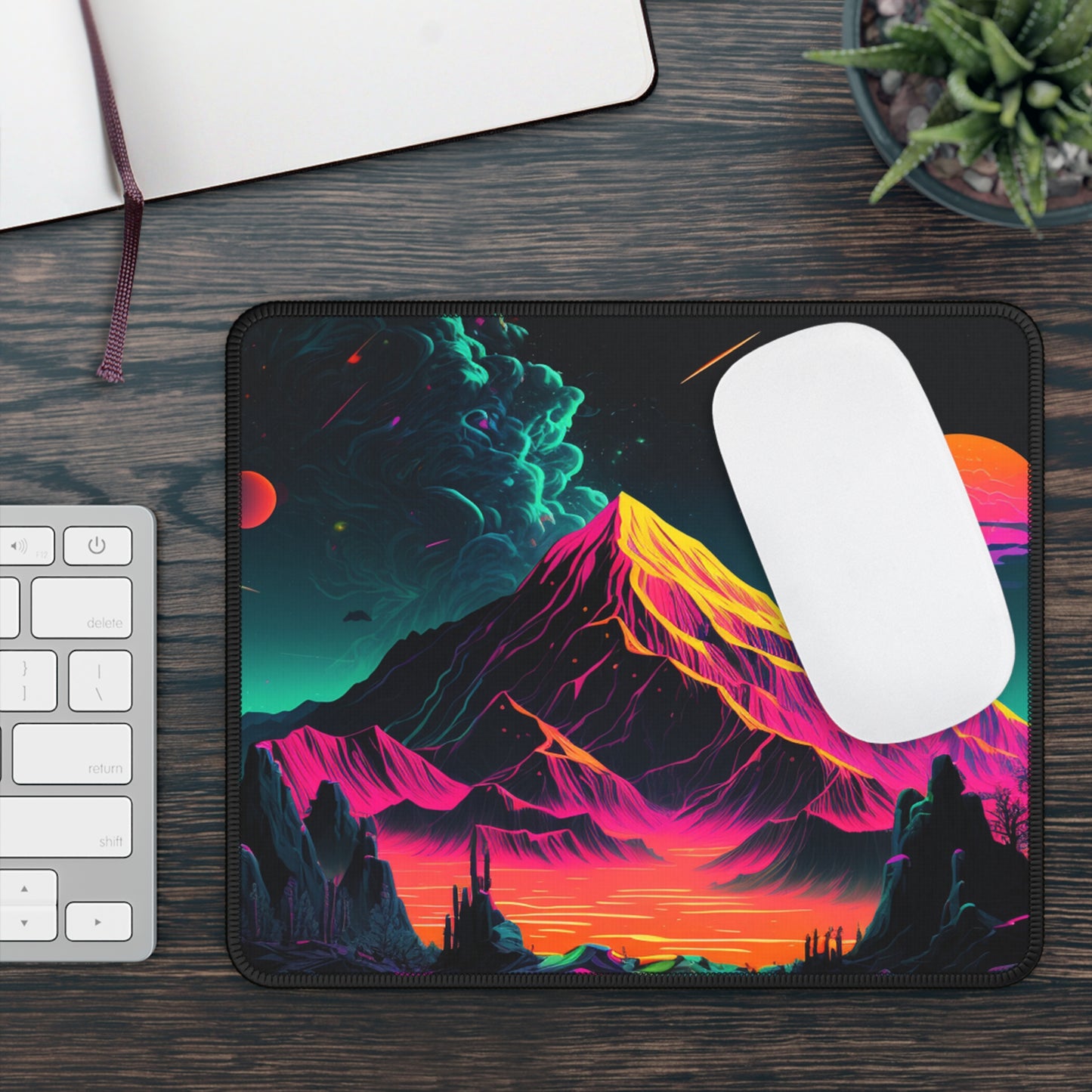 Cosmic Mountain Landscape Mouse Pad - Cozy Nature Desk Decor with Dreamy Night Vibes