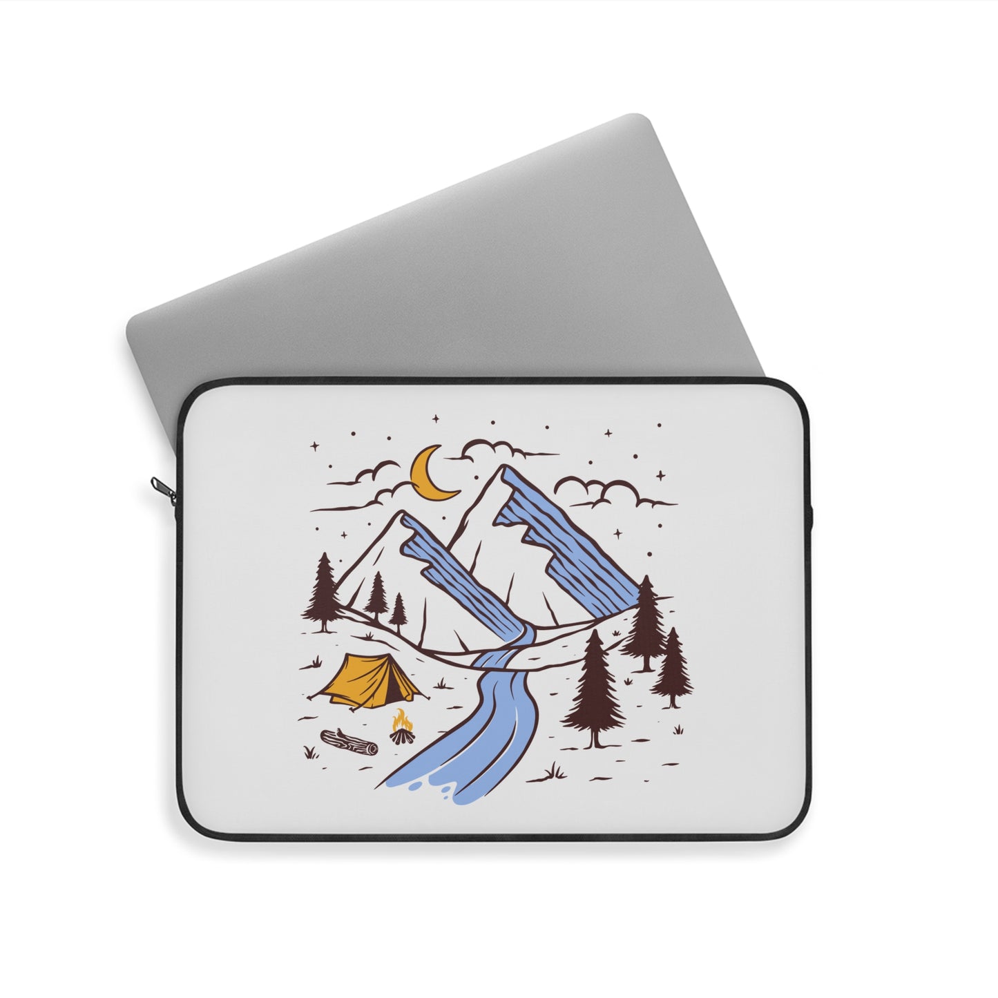 Mountain Camp Laptop Sleeve - Nature Illustration Protective Case for Travelers & Outdoor Lovers
