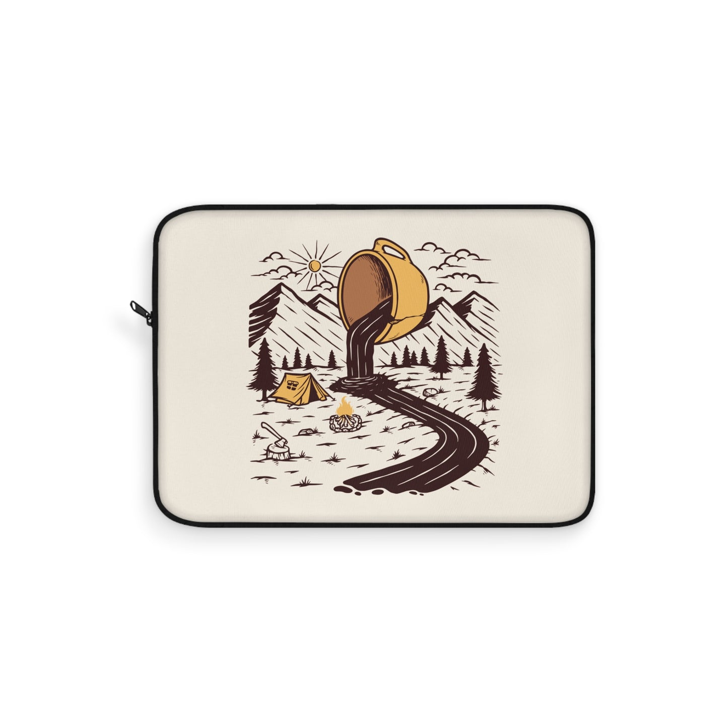 Coffee River Laptop Sleeve - Camping Coffee Art Laptop Case for Outdoor Lovers & Digital Nomads