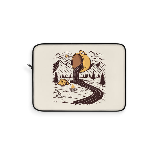 Coffee River Laptop Sleeve - Camping Coffee Art Laptop Case for Outdoor Lovers & Digital Nomads