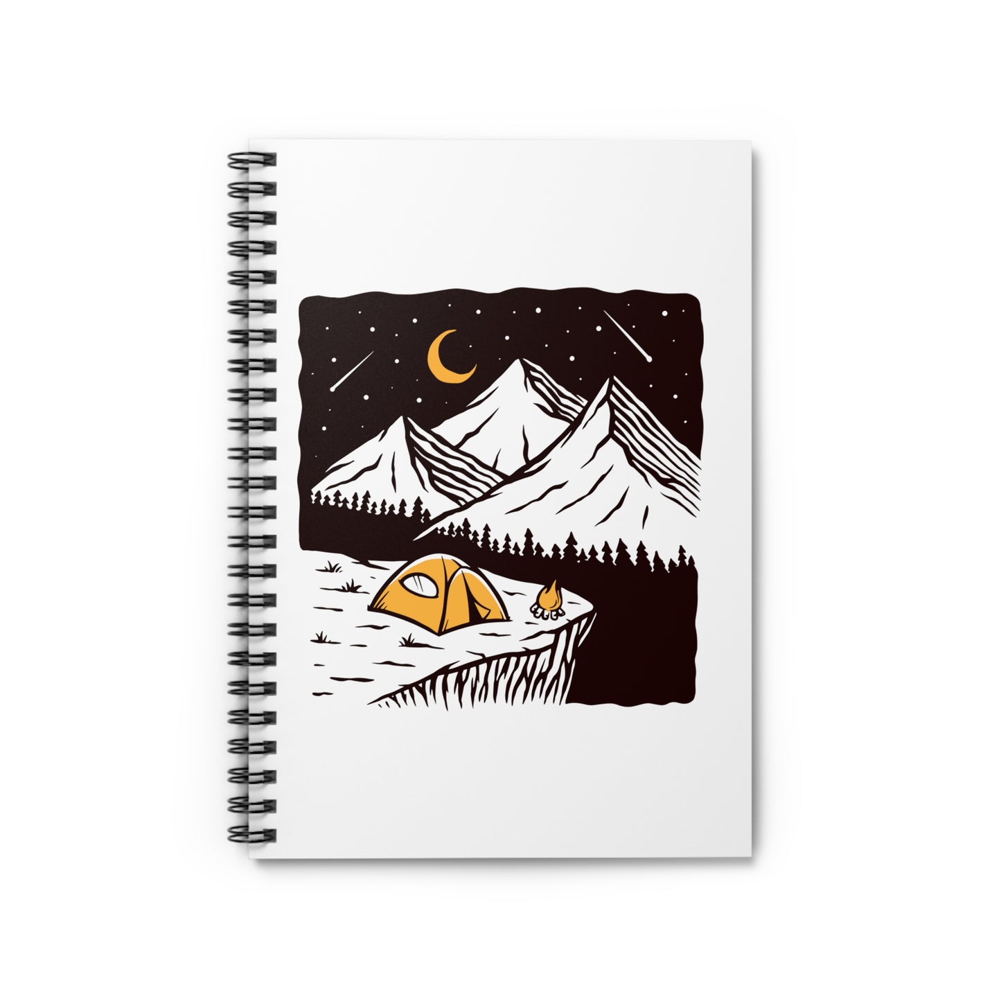 Night Camping Spiral Notebook - Mountain Campfire Adventure Journal for Nature Lovers