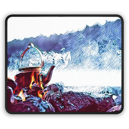 Mountain Campfire Kettle Mouse Pad - Cozy Outdoor Desk Decor Inspired by Quiet Nature Moments
