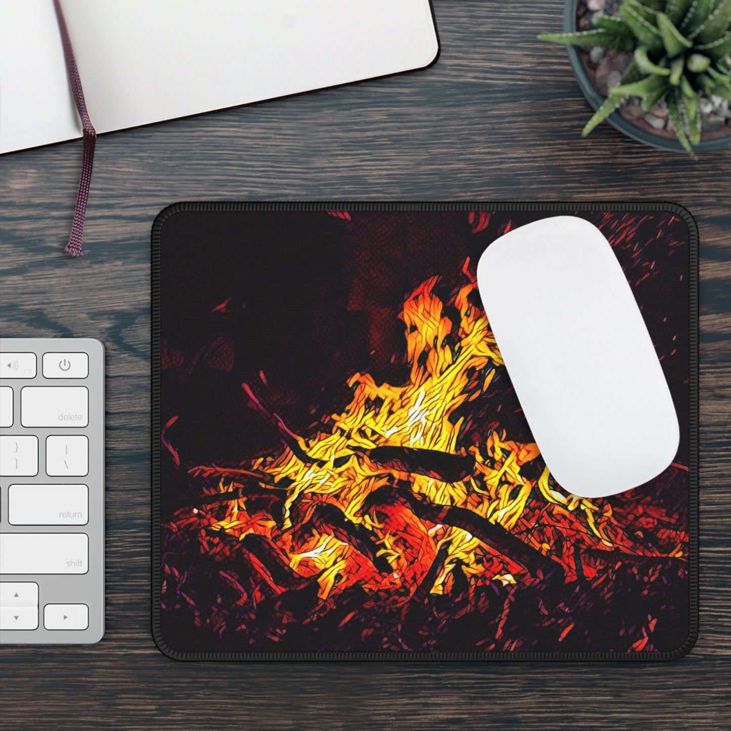 Campfire Glow Mouse Pad - Cozy Outdoor Desk Decor Inspired by Warm Night Moments