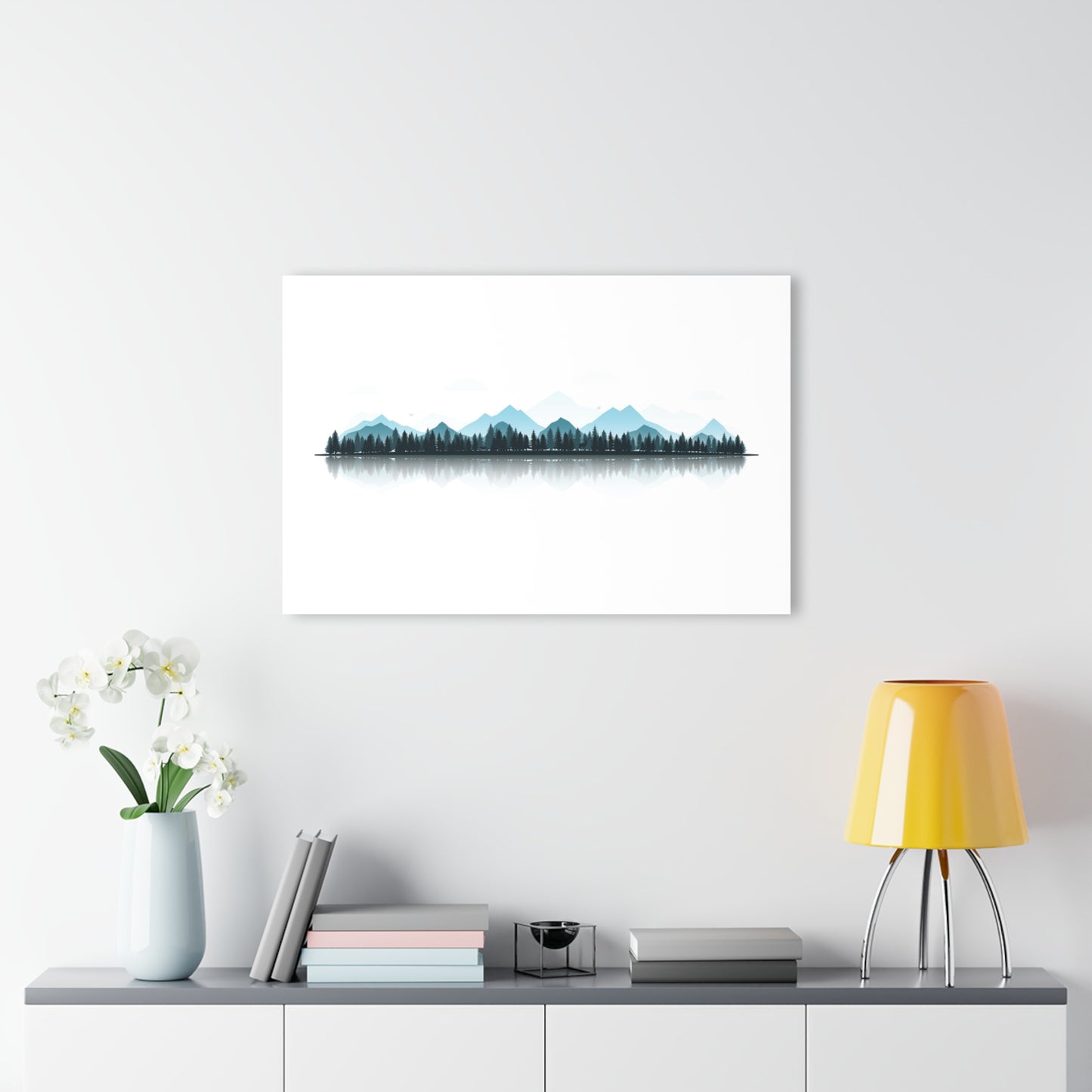 Minimal Mountain Landscape Acrylic Print - Calm Nature Wall Art, Modern Forest Home Decor