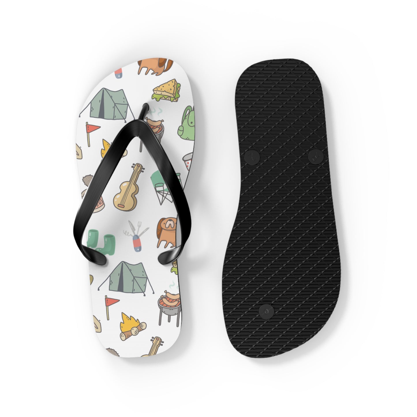 Funny Camping Flip Flops - Outdoor Adventure Sandals, Campsite Flip-Flops, Hiking Footwear, Summer Beach Shoes, Camping Gift