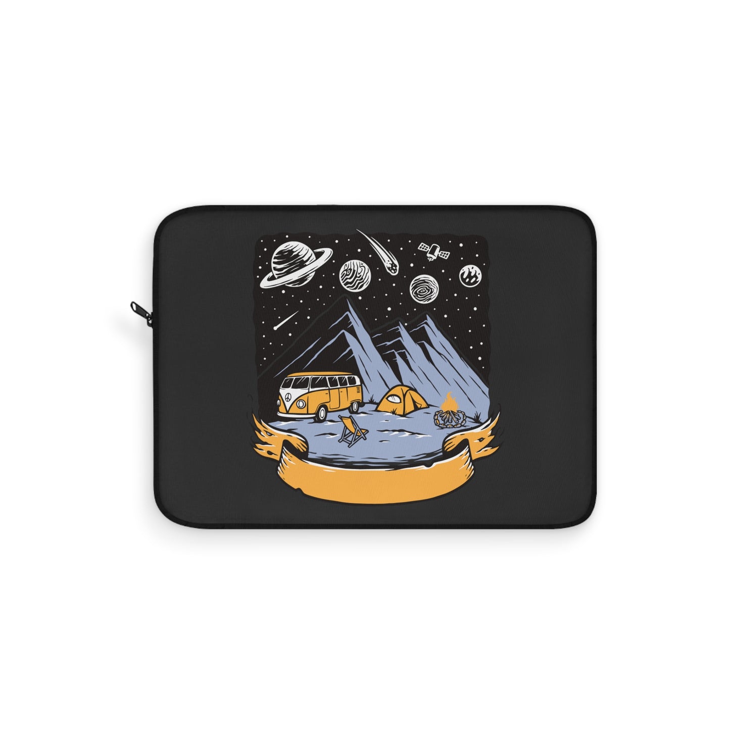 Cosmic Camping Adventure Laptop Sleeve with Van and Mountain Night Scene
