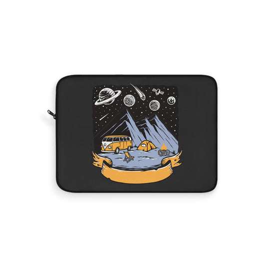 Cosmic Camping Adventure Laptop Sleeve with Van and Mountain Night Scene