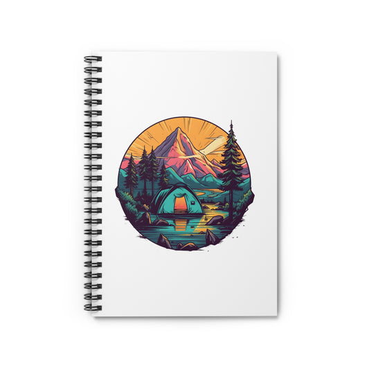 Mountain Tent Sunset Spiral Notebook - Camping Journal for Nature Lovers, Hikers & Outdoor Adventures