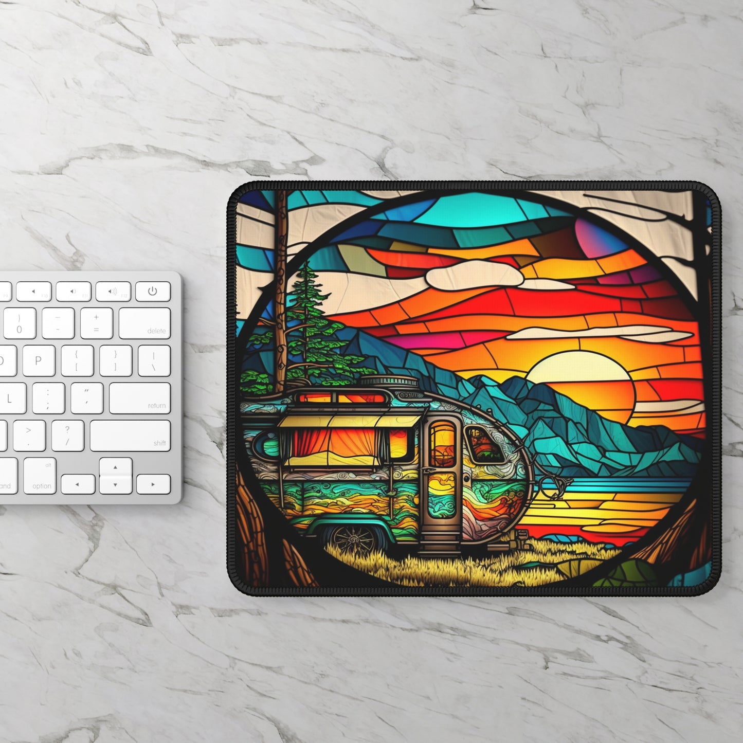 Van Life Sunset Mouse Pad - Cozy Nature Desk Decor with Travel and Freedom Vibes