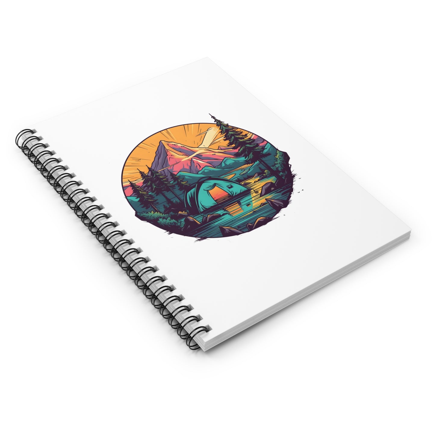 Mountain Tent Sunset Spiral Notebook - Camping Journal for Nature Lovers, Hikers & Outdoor Adventures